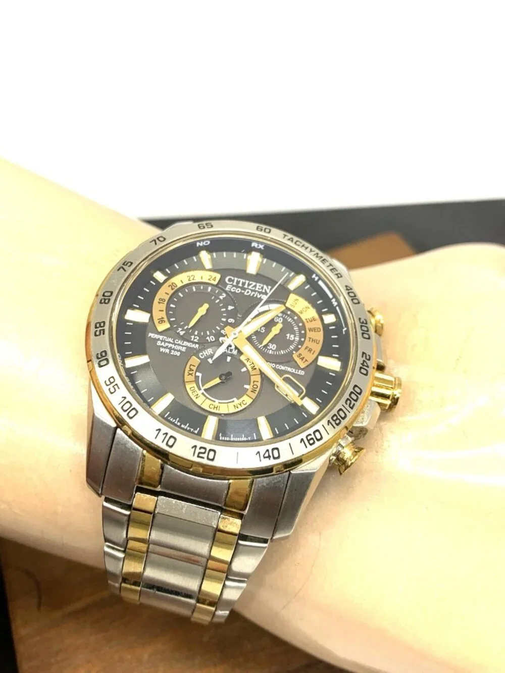 Citizen Men's Watch AT4004-52E Eco-Drive Chronograph Two Tone Stainless Steel